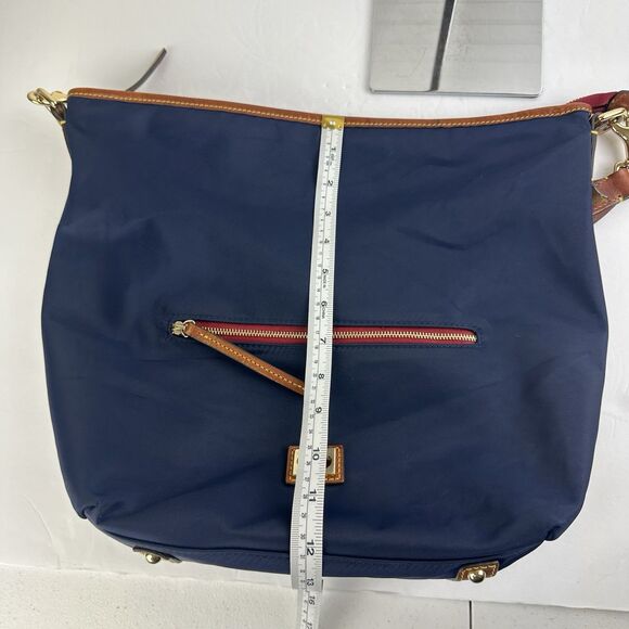 DOONEY & BOURKE Wayfarer Navy Blue Nylon Zip Hobo Leather Shoulder Bag Purse - Picture 14 of 16